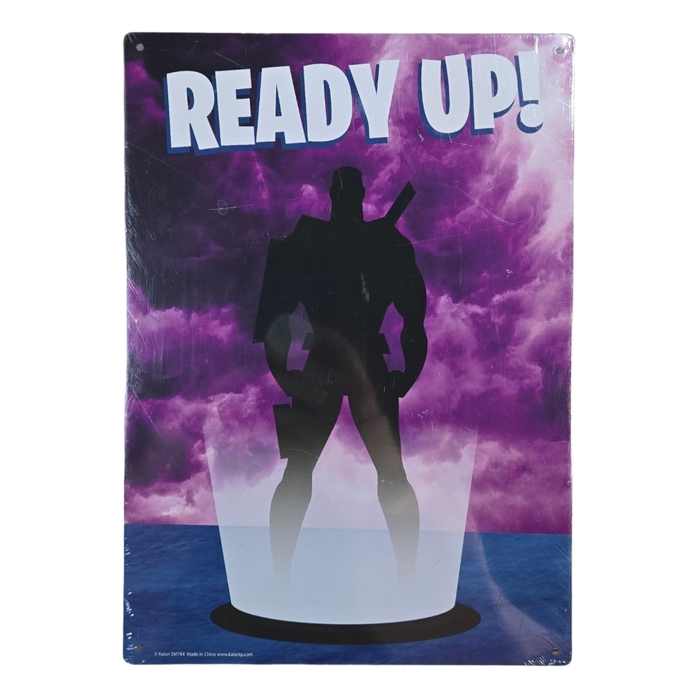 Fortnite Game Ready Up Metal Poster with Silhouette